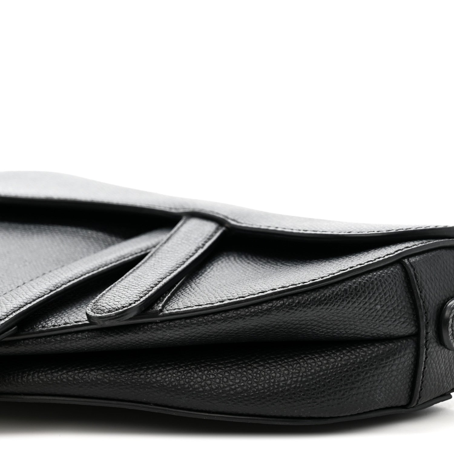 Christian Dior Grained Calfskin Mini Saddle Bag Black