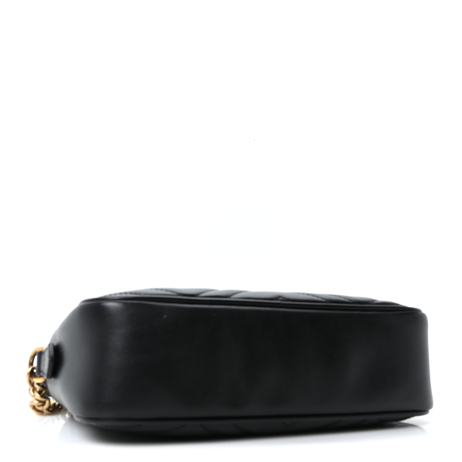 Gucci Calfskin Matelasse Small GG Marmont Chain Shoulder Bag Black