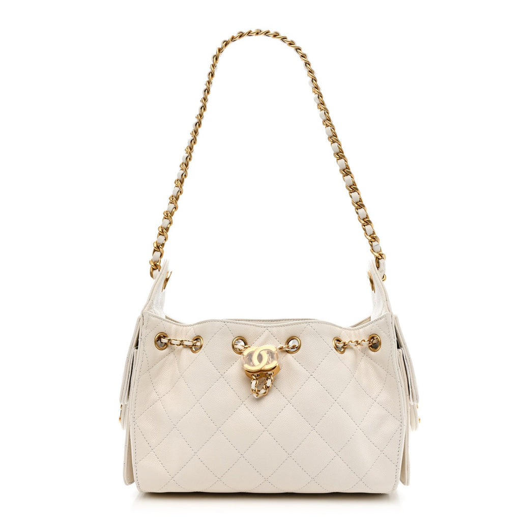 Chanel Caviar Quilted Mini Chanel 25 Handbag White
