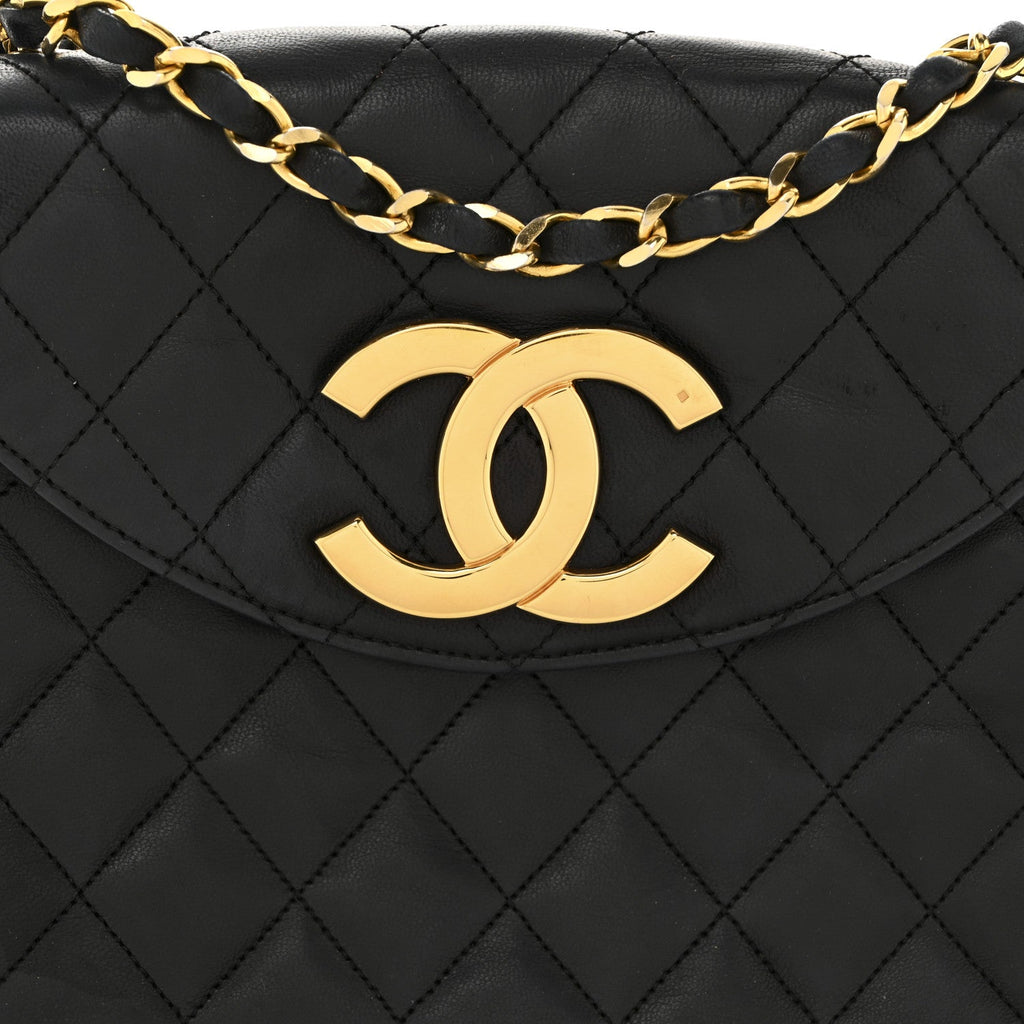 Chanel Lambskin Quilted Half Moon Flap Black