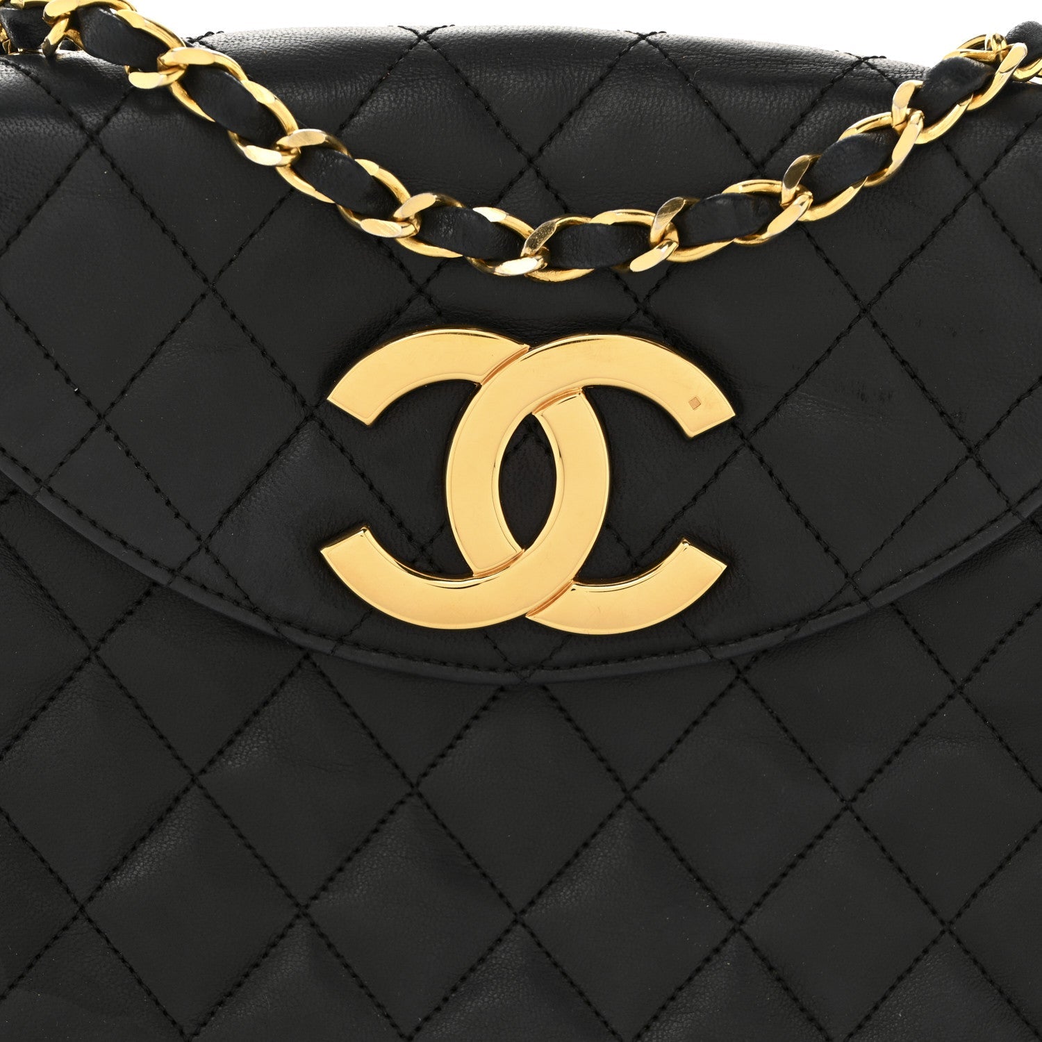 Chanel Lambskin Quilted Half Moon Flap Black