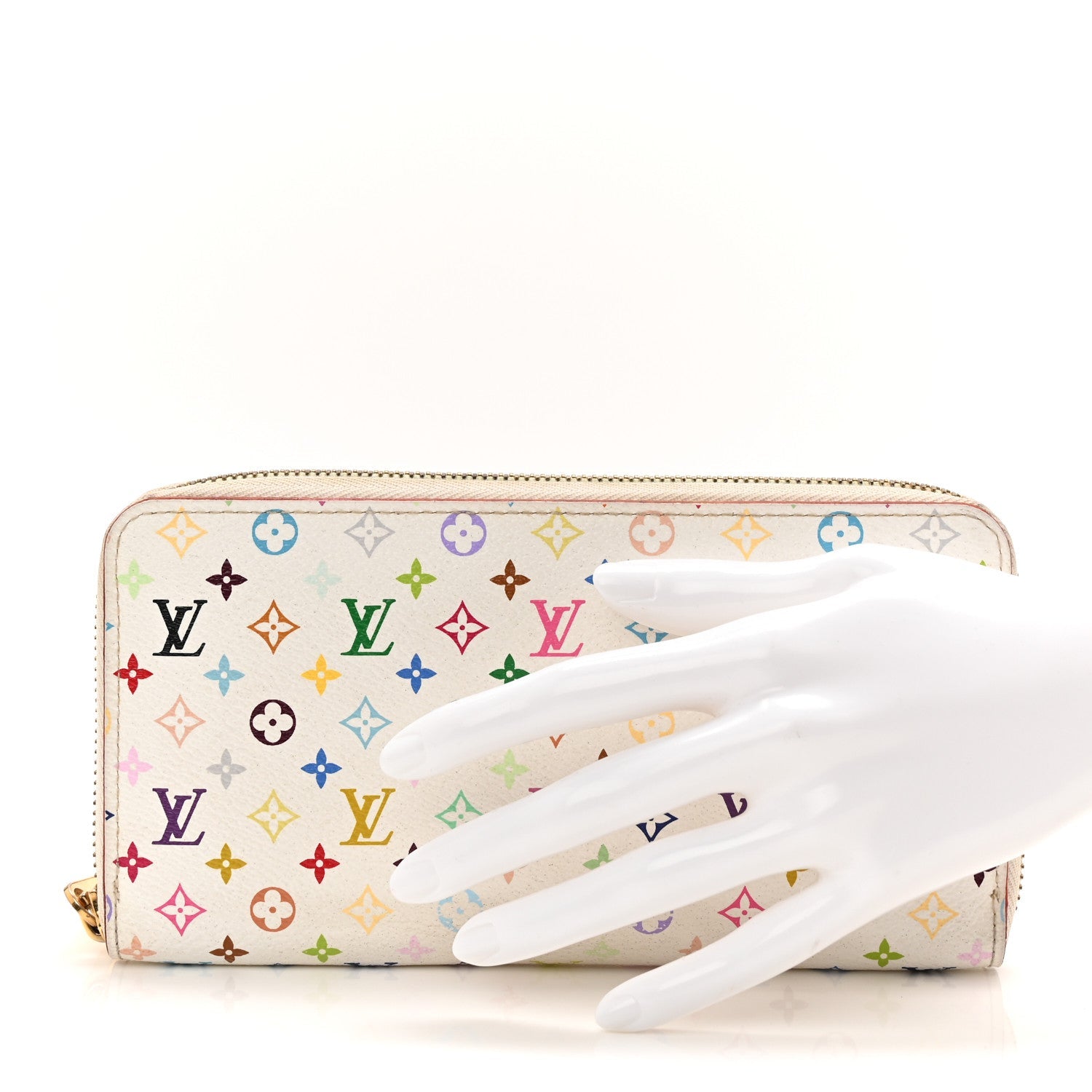 Louis Vuitton Monogram Multicolor Zippy Wallet White Litchi