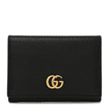 Gucci Pebbled Calfskin GG Marmont Card Case Black