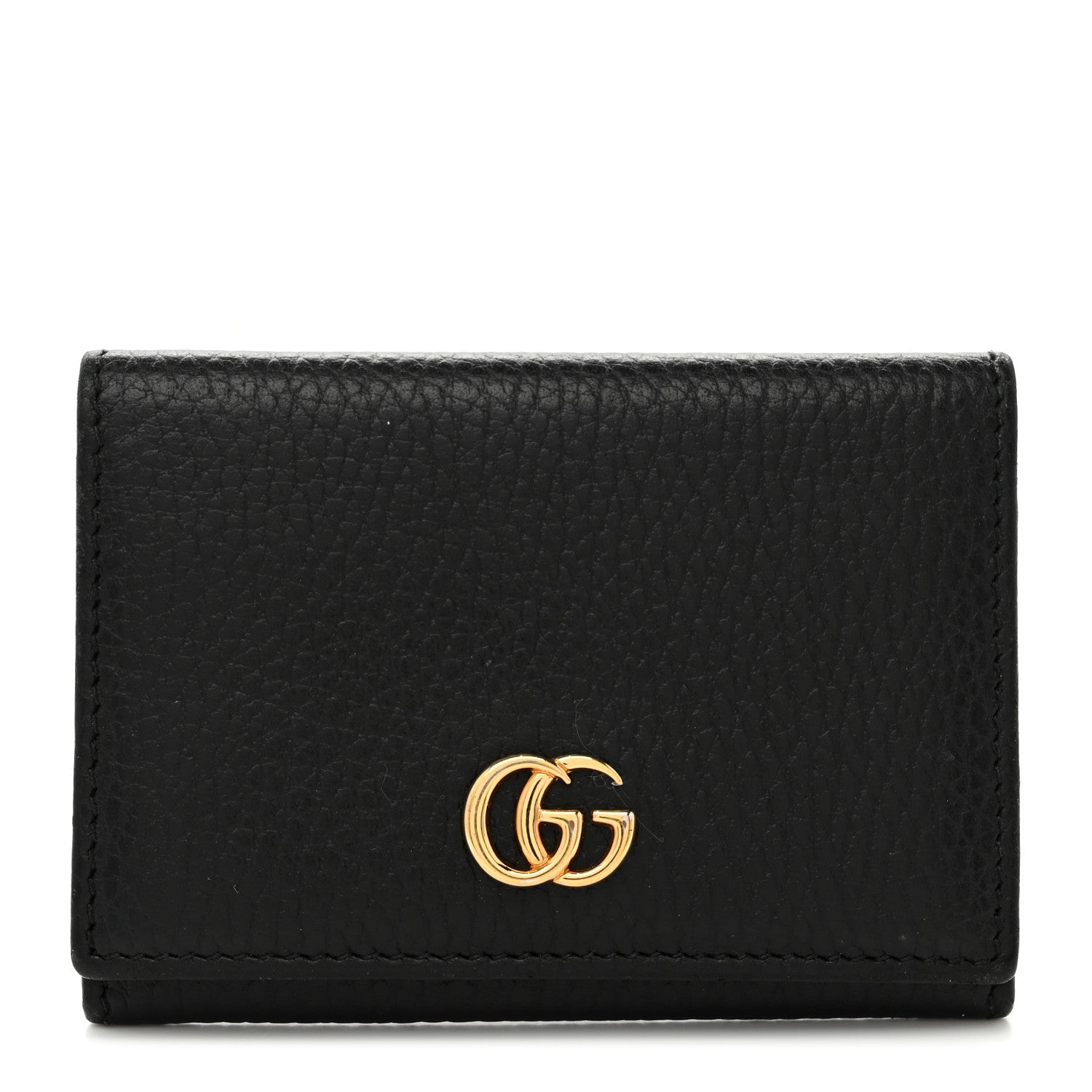 Gucci Pebbled Calfskin GG Marmont Card Case Black