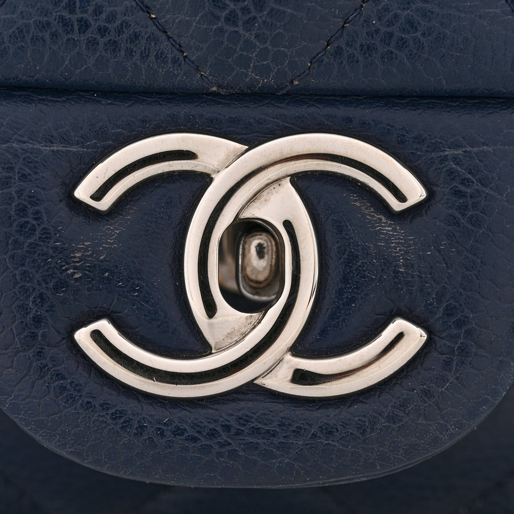 Chanel Caviar Quilted Maxi Double Flap Navy Blue