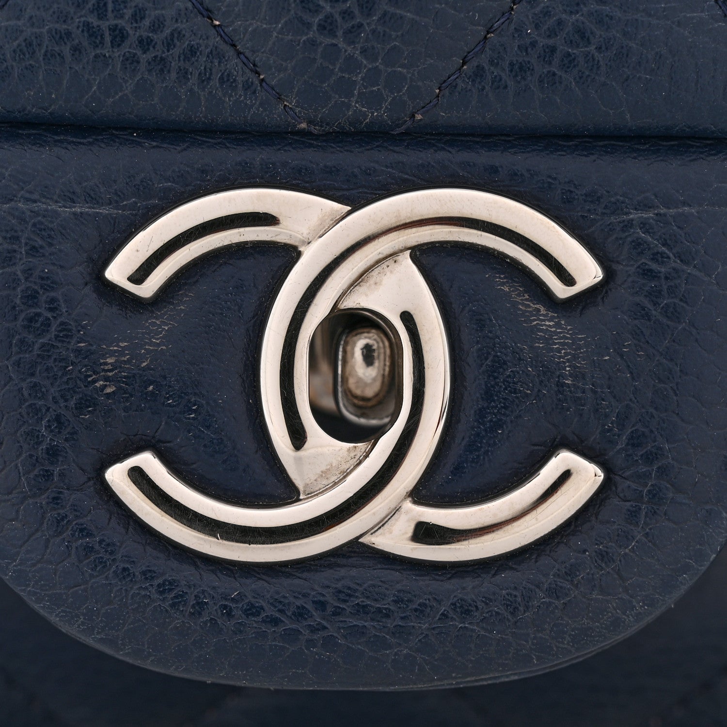 Chanel Caviar Quilted Maxi Double Flap Navy Blue