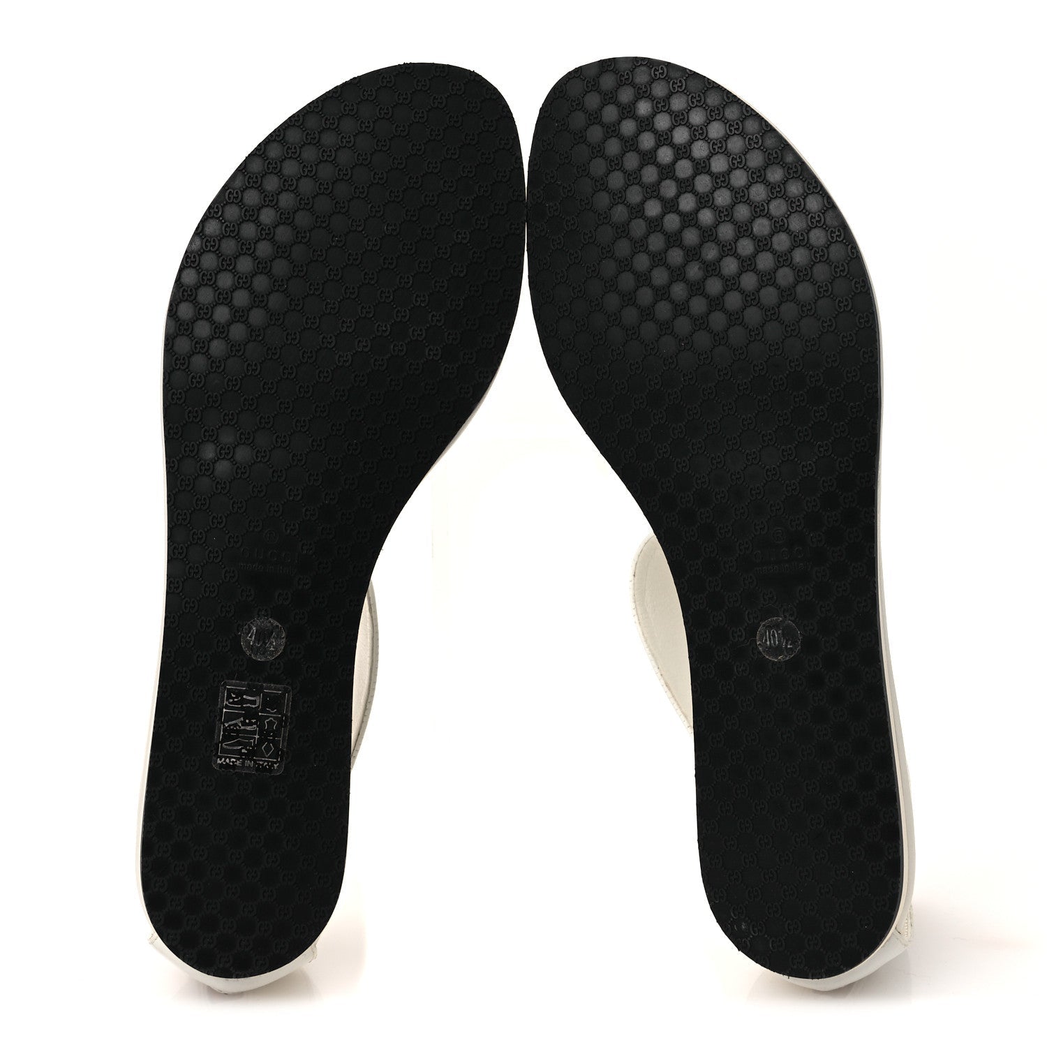 Gucci Calfskin GG Zip Thong Sandals 40.5 White