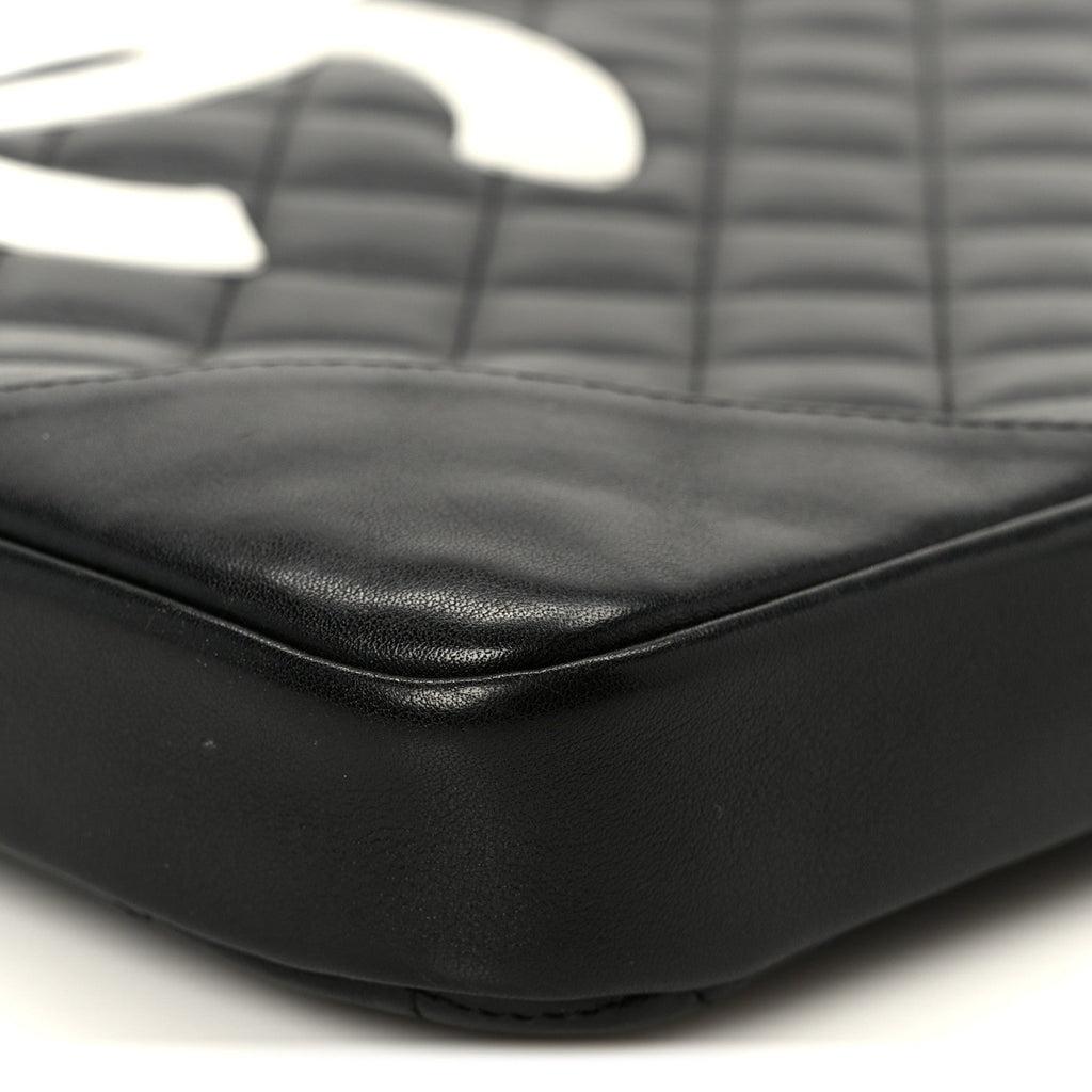 Chanel Calfskin Quilted Medium Cambon Messenger Black White
