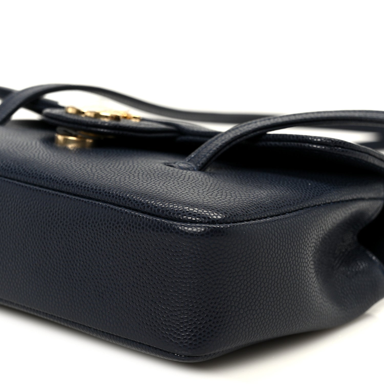 Chanel Shiny Caviar Mini Preppy Coco Shoulder Bag Dark Blue