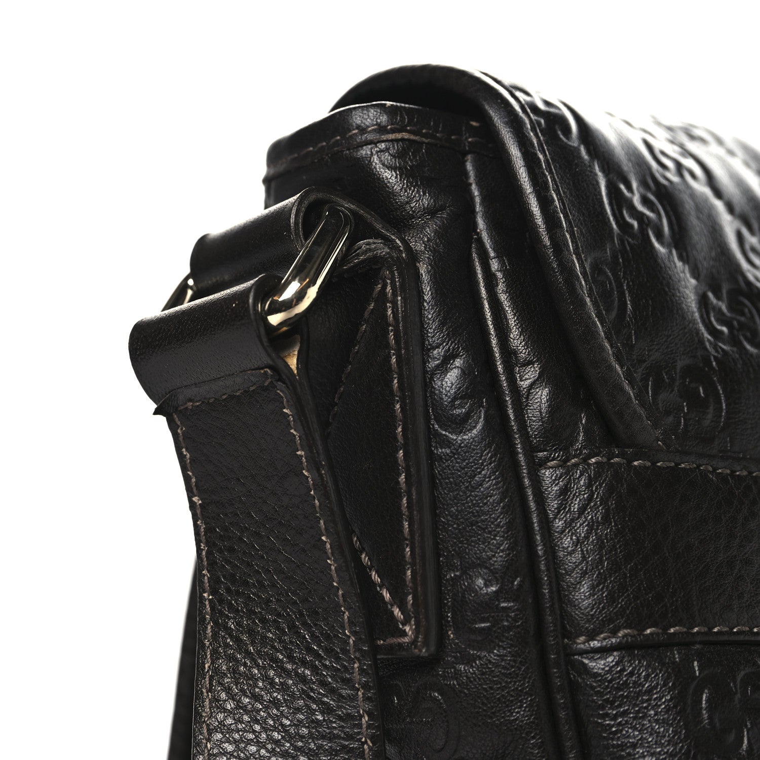 Gucci Guccissima Medium Flap Messenger Bag Chocolate