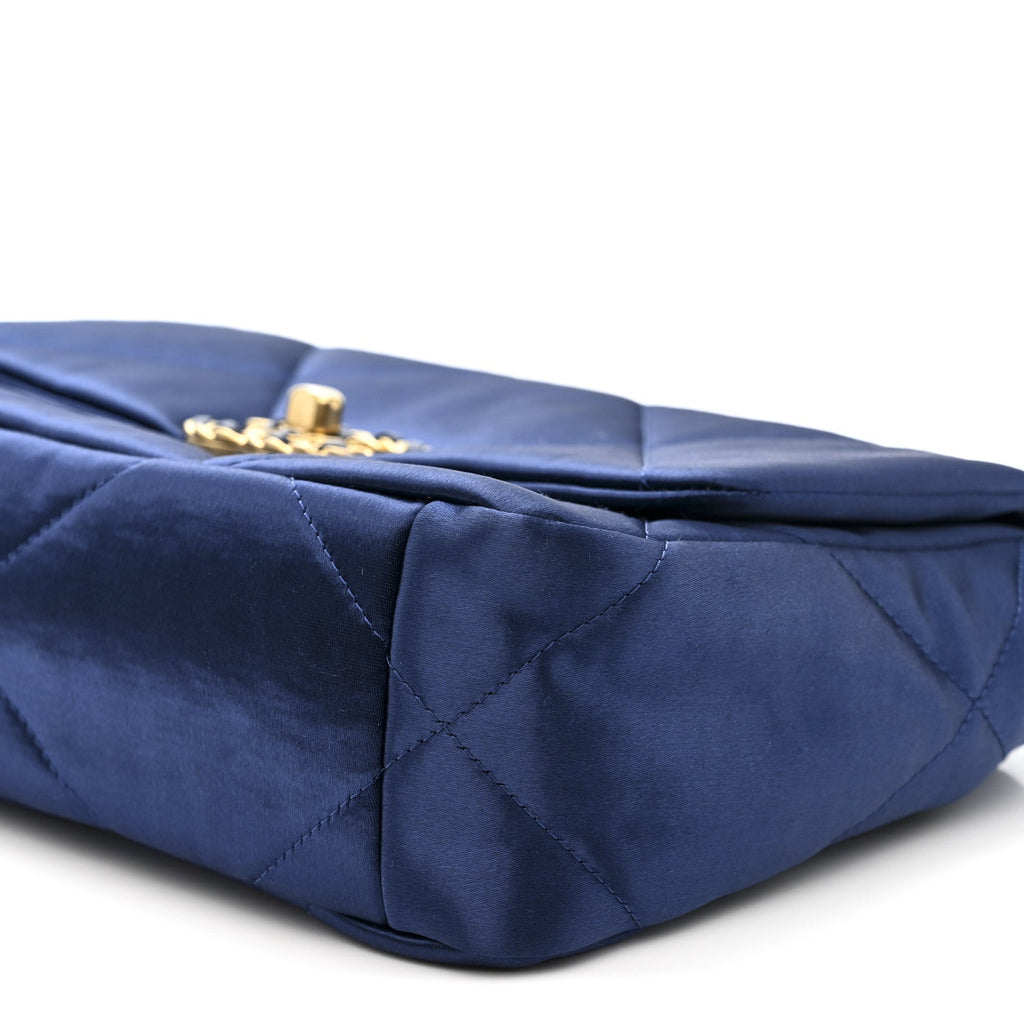 Chanel Satin Quilted Medium Chanel 19 Flap Blue