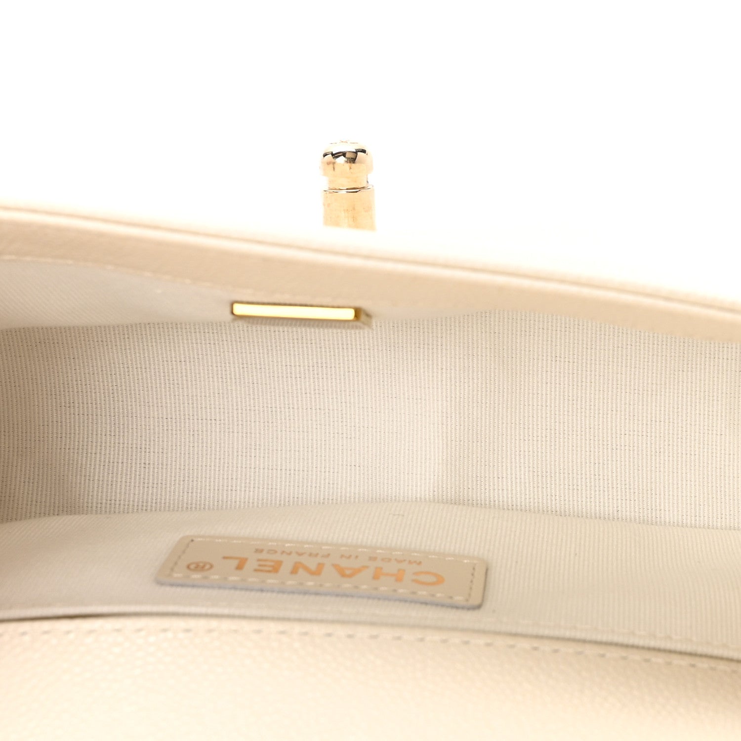Chanel Caviar Chevron Quilted Small Boy Flap White