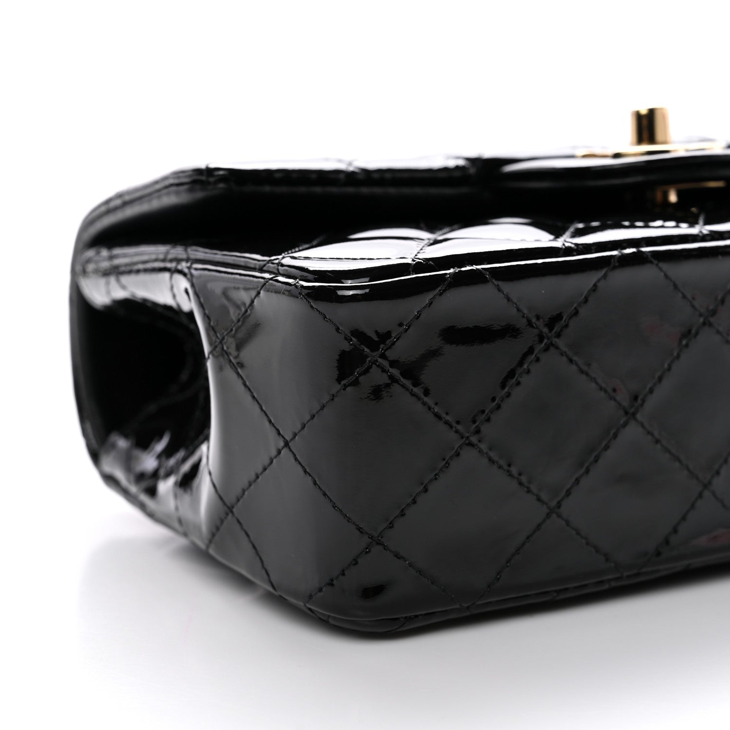 Chanel Patent Quilted Mini Top Handle Rectangular Flap Black