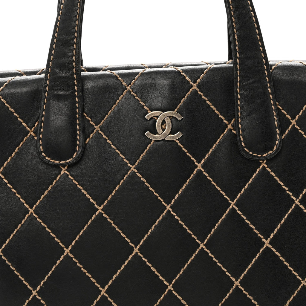 Chanel Calfskin Wild Stitch Large Tote Black