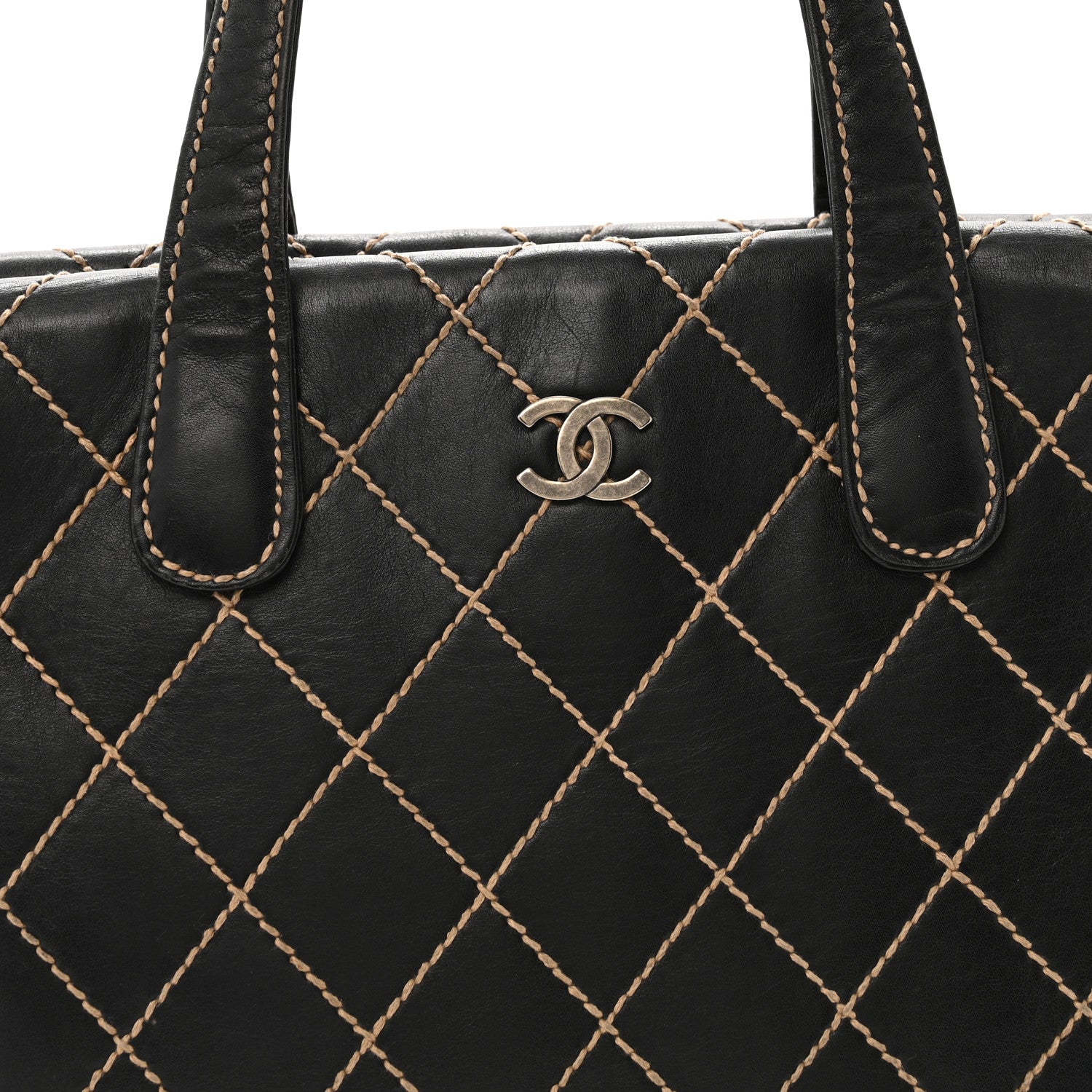 Chanel Calfskin Wild Stitch Large Tote Black