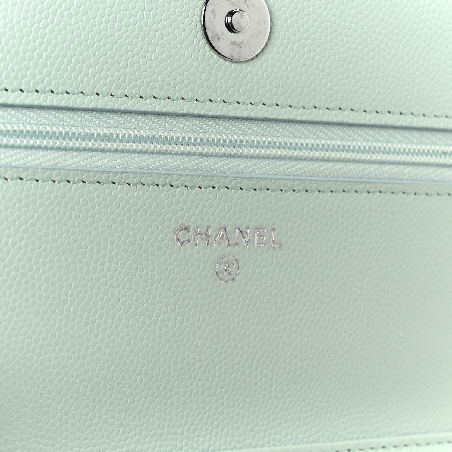 Chanel Caviar Quilted Wallet on Chain WOC Light Blue