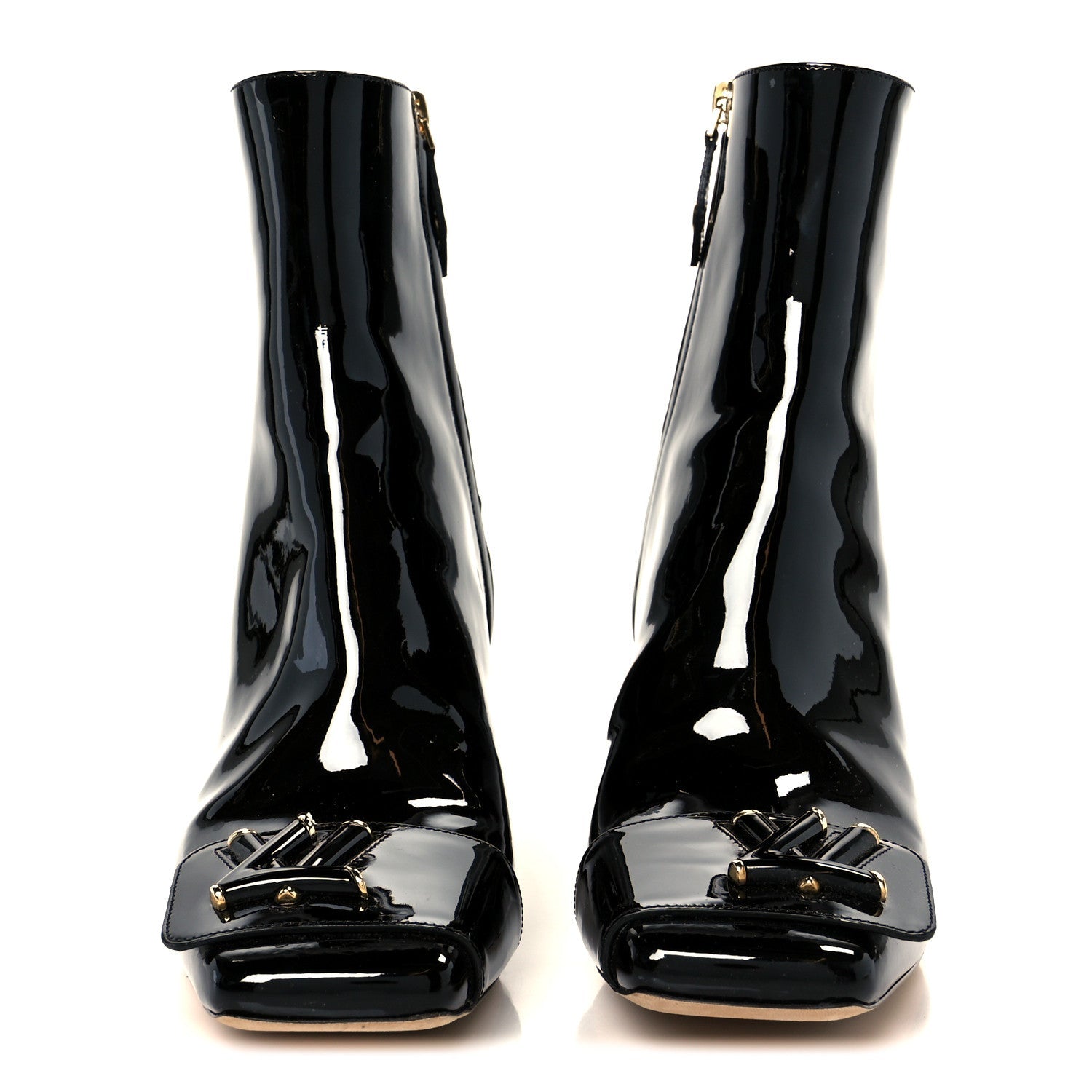 Louis Vuitton Patent Calfskin Shake Ankle Boots 38 Black