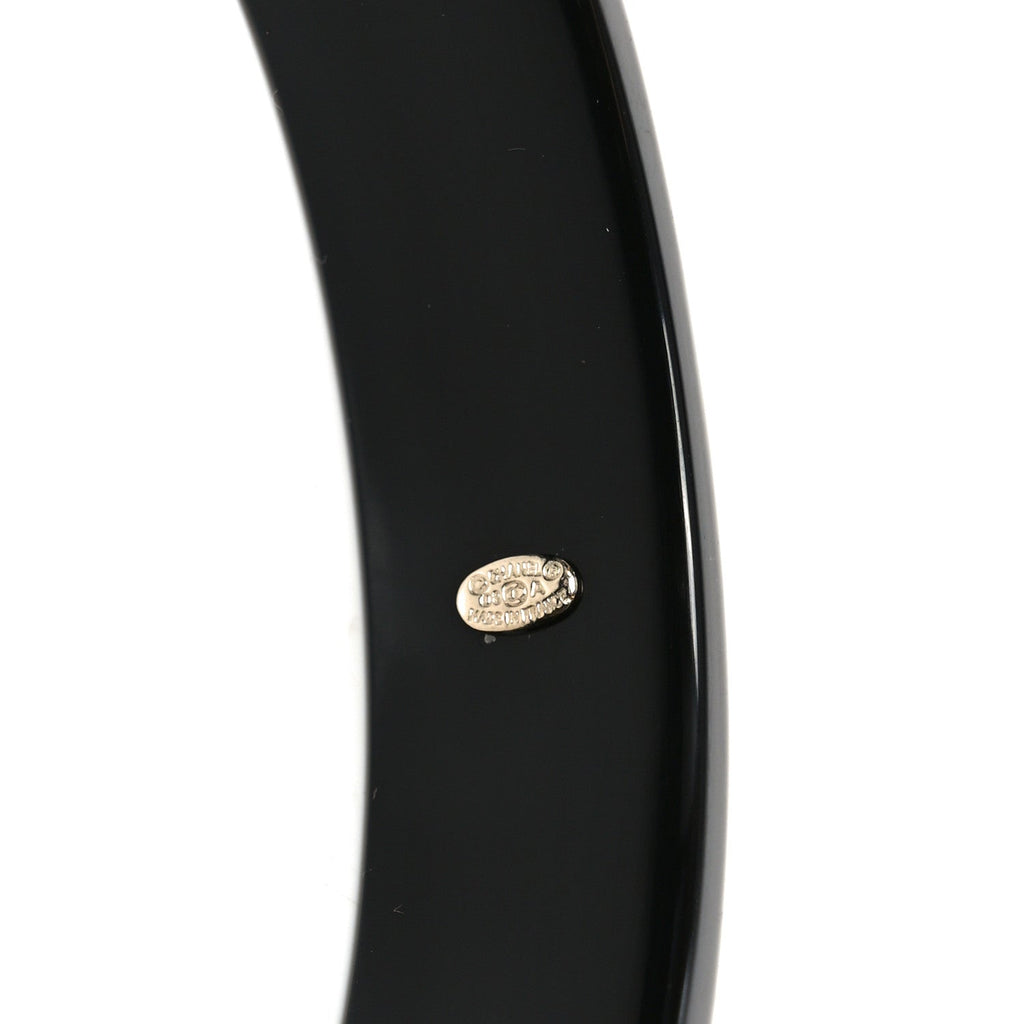 Resin Crystal CC Bangle Bracelet Black
