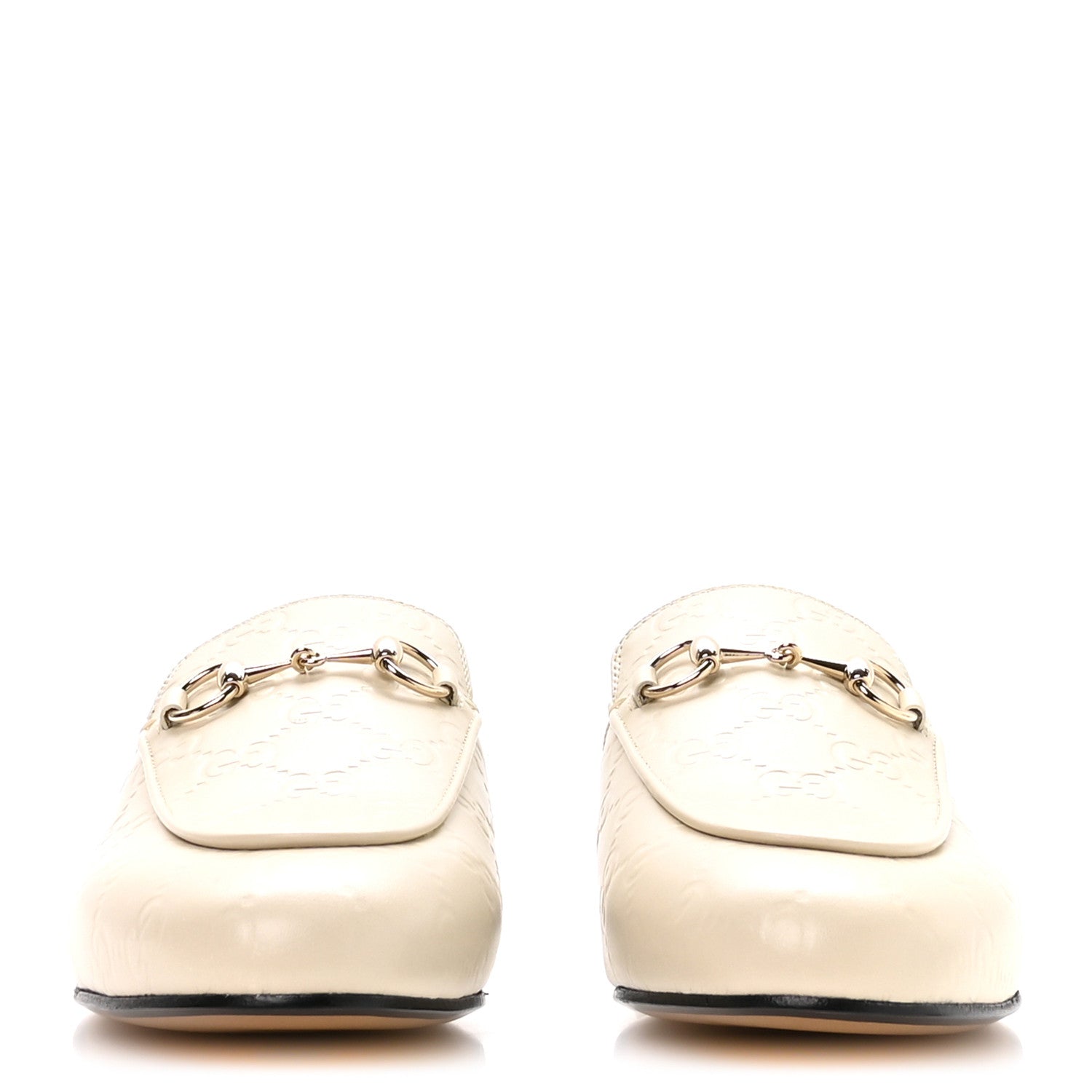 Gucci Glamour Calfskin Guccissima Womens Princetown Slippers 37.5 Mystic White