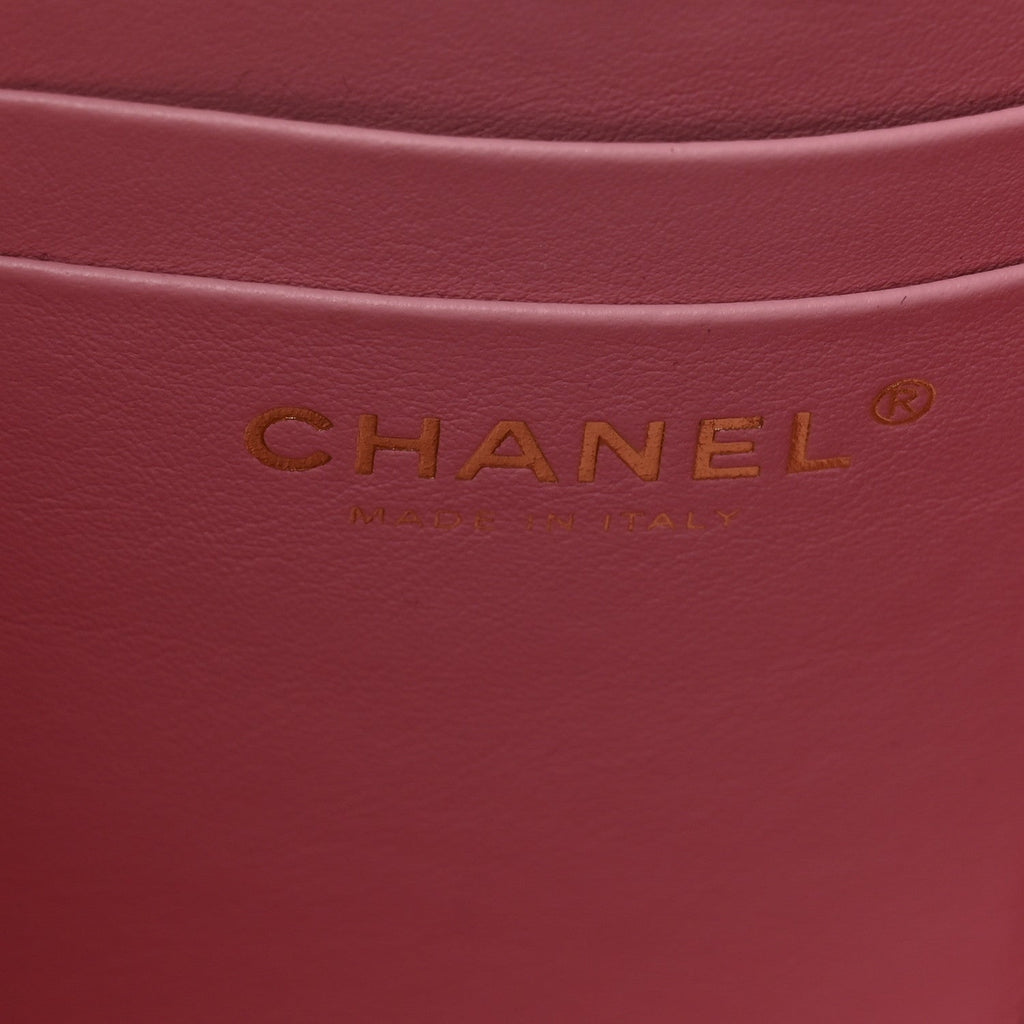 Chanel Caviar Quilted Tiny CC Vanity Case With Chain Pink