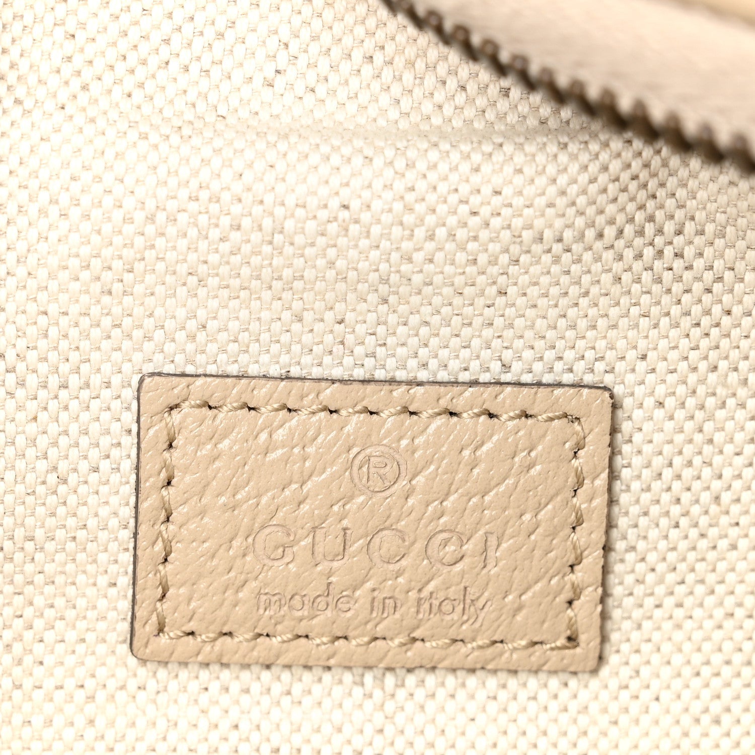 Gucci GG Supreme Monogram Textured Calfskin Web Retro Interlocking G Belt Bag Beige Mystic White Oatmeal