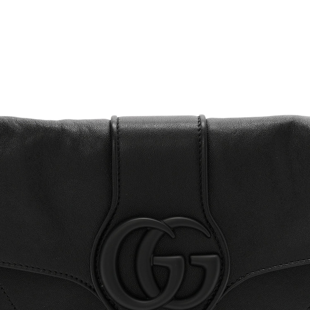 Gucci Goatskin Small GG Monochrome Aphrodite Shoulder Bag Black