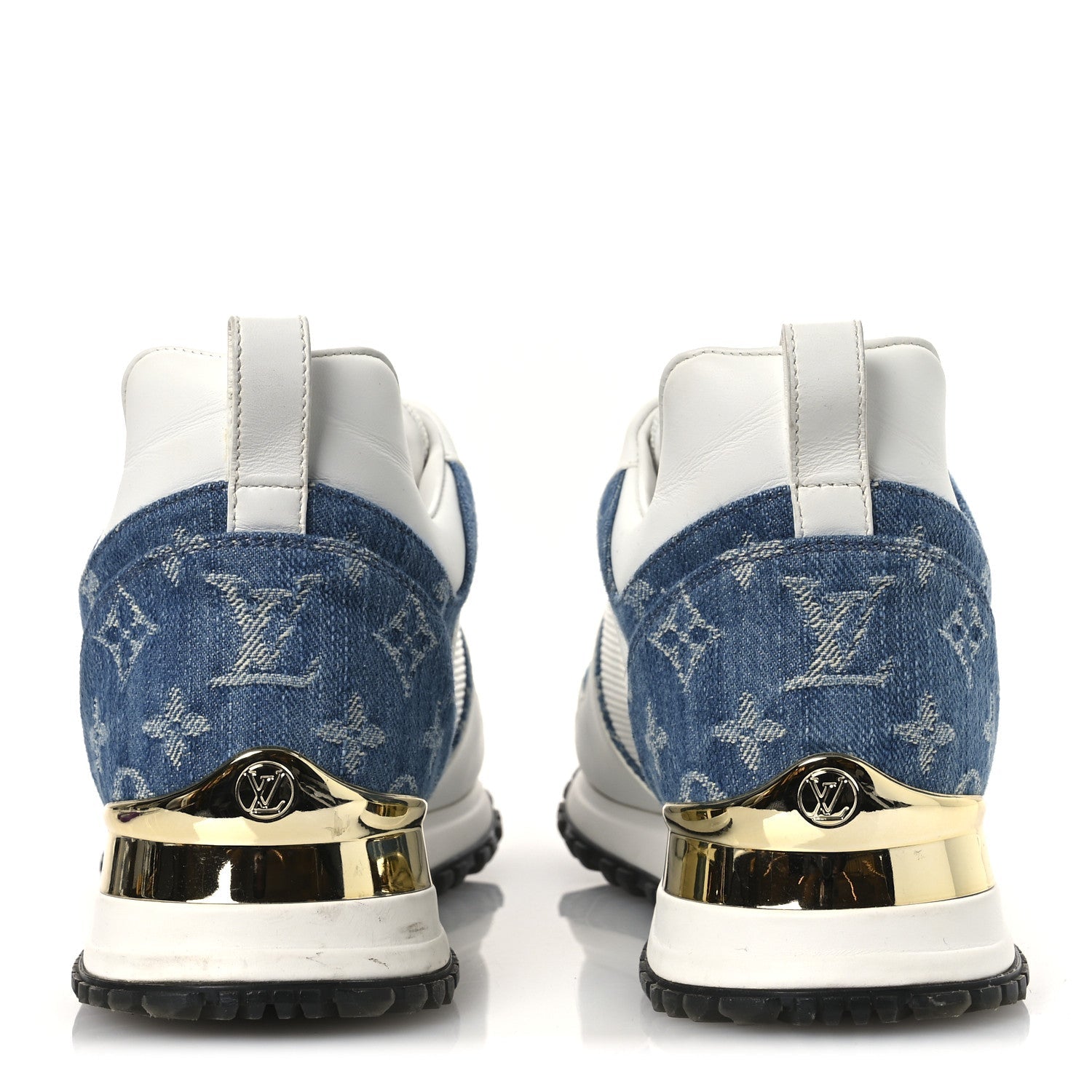 Louis Vuitton Calfskin Monogram Denim Run Away Sneakers 39 White