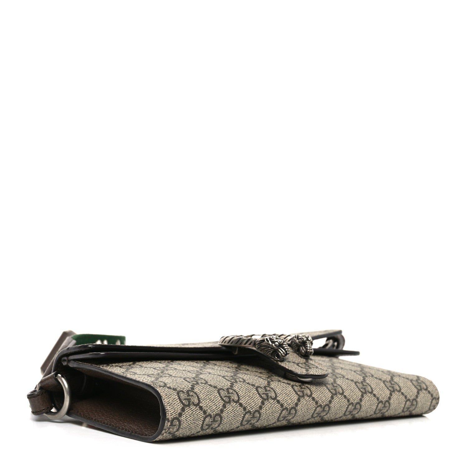 Gucci GG Supreme Web Monogram Textured Dollar Calfskin Dionysus Small Shoulder Bag Beige Ebony New Acero