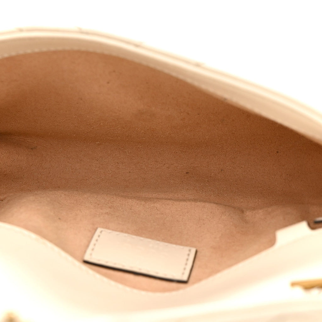 Gucci Calfskin Matelasse Super Mini GG Marmont Shoulder Bag White
