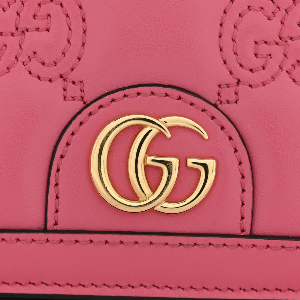 Gucci Calfskin GG Matelasse Chain Wallet Rhodamine Pink