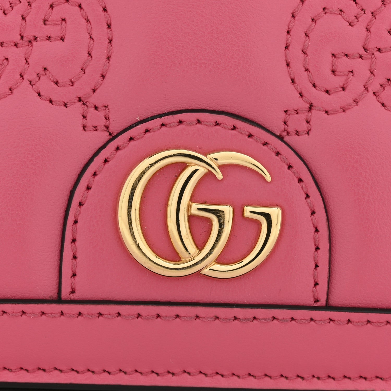 Gucci Calfskin GG Matelasse Chain Wallet Rhodamine Pink