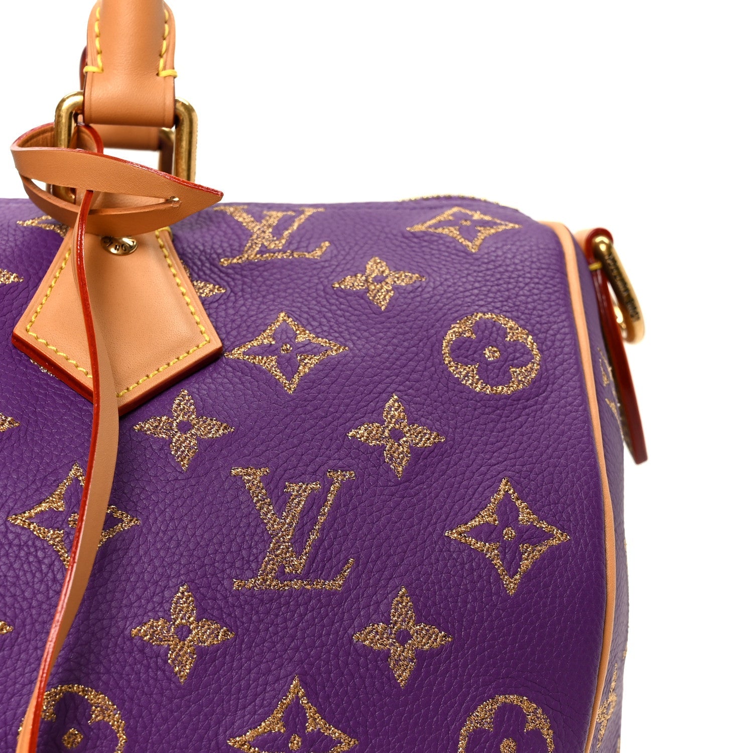 Louis Vuitton Calfskin Embroidered Monogram Speedy P9 Bandouliere 30 Golden Lotus Purple