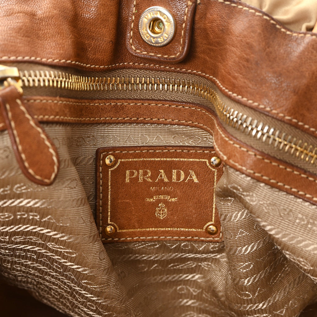 Prada Nylon Jacquard Logo Drawstring Tote Sesamo