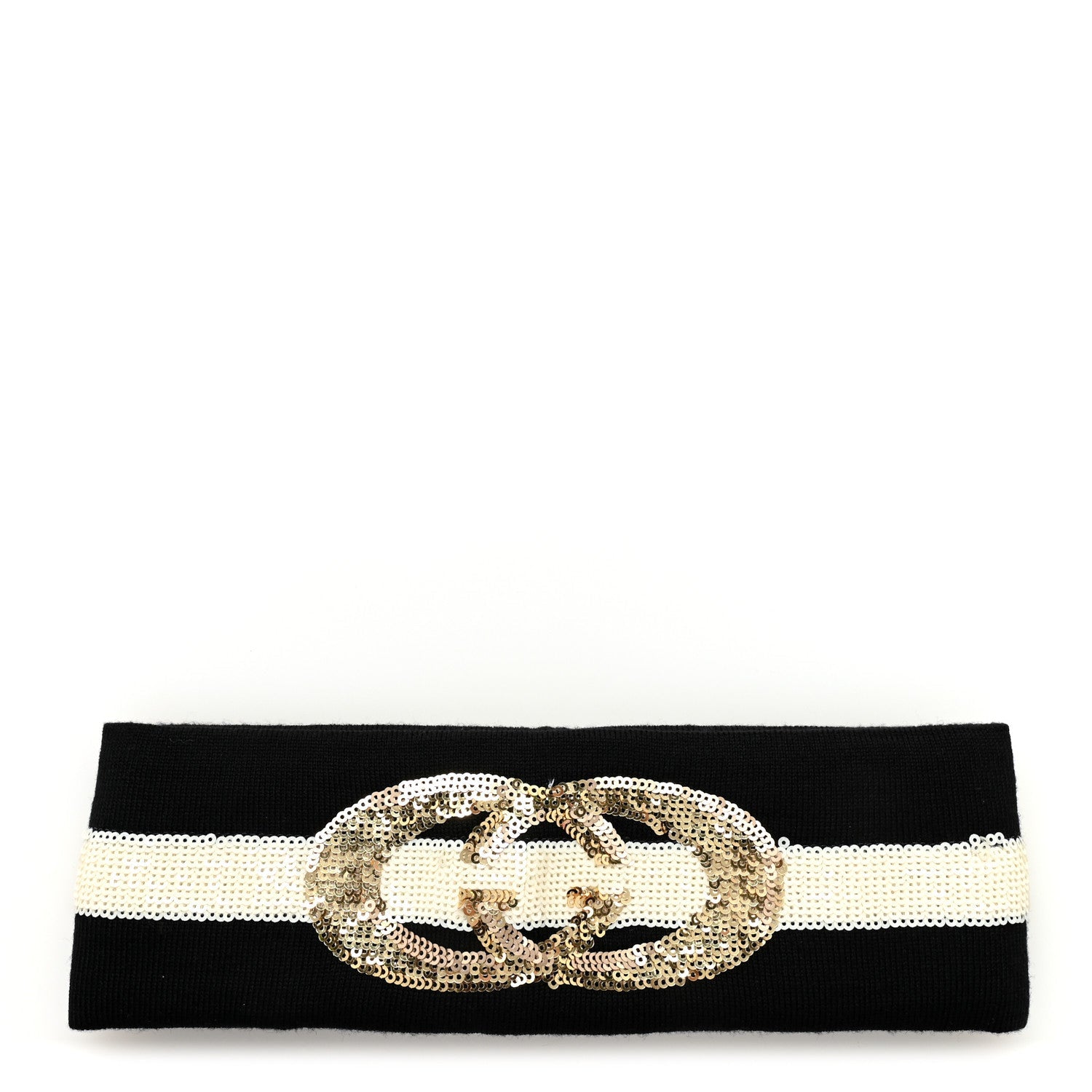 Gucci Sequin Polyester Headband M 57 Black White
