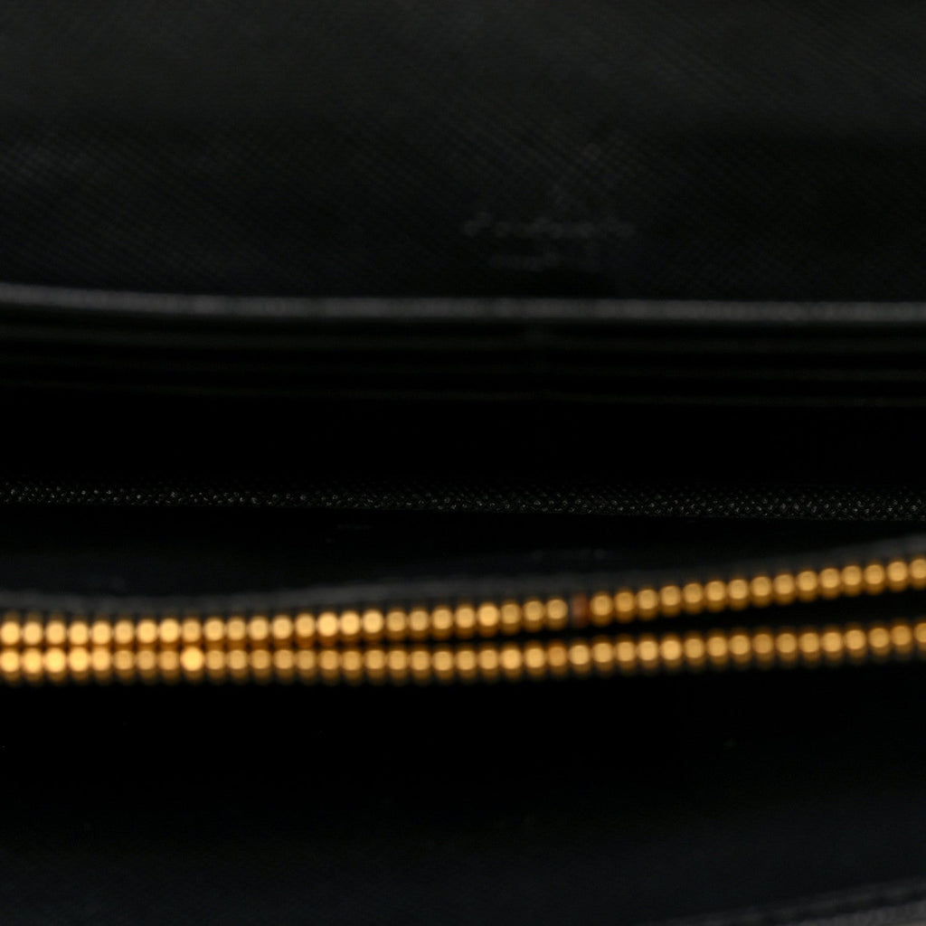 Prada Saffiano Metal Continental Flap Wallet Black