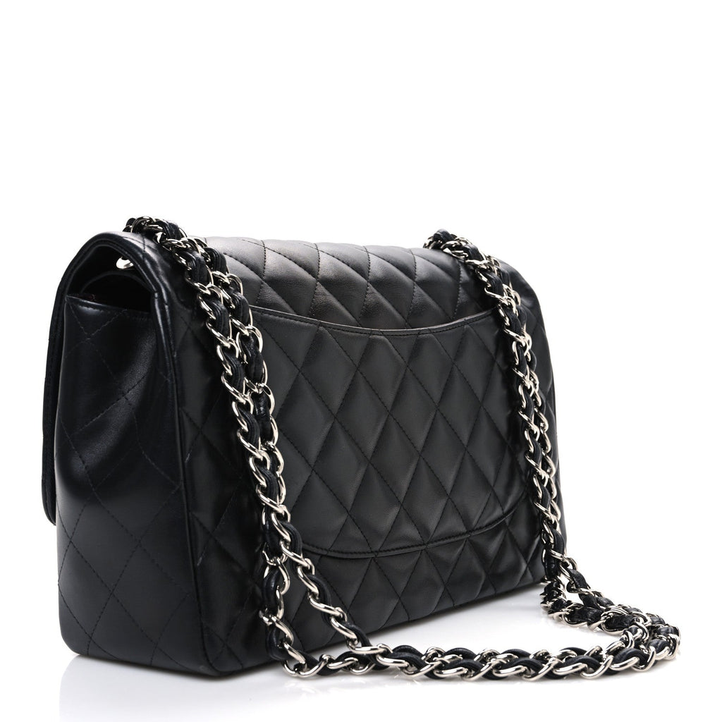 Chanel Lambskin Quilted Jumbo Double Flap Black