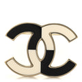 Enamel CC Brooch Black White Gold