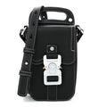Christian Dior Grained Calfskin Vertical Saddle Pouch With Strap Black