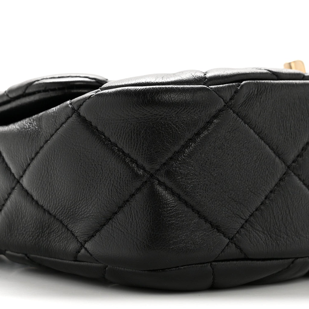 Chanel Lambskin Quilted Small Lacquered Chain Flap Black