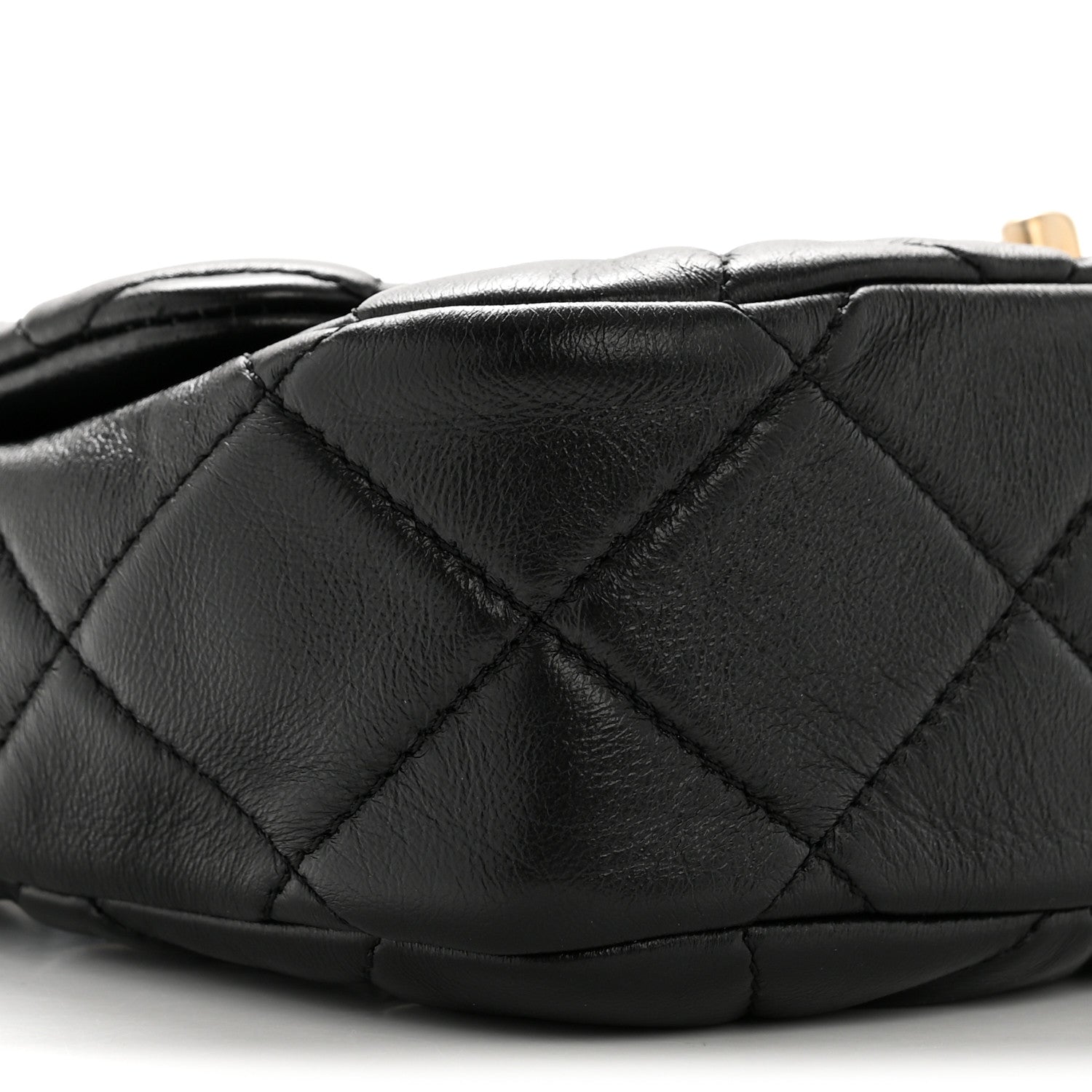 Chanel Lambskin Quilted Small Lacquered Chain Flap Black