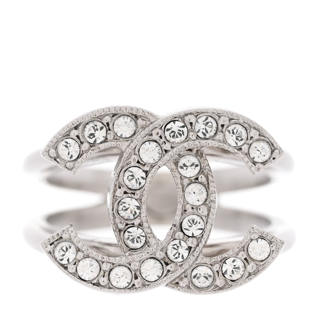 Crystal CC Ring 54 6.75 Silver