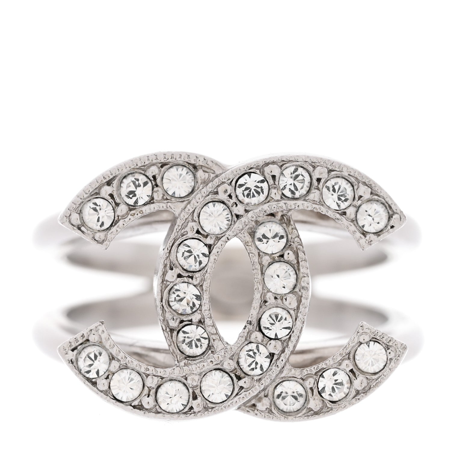 Crystal CC Ring 54 6.75 Silver