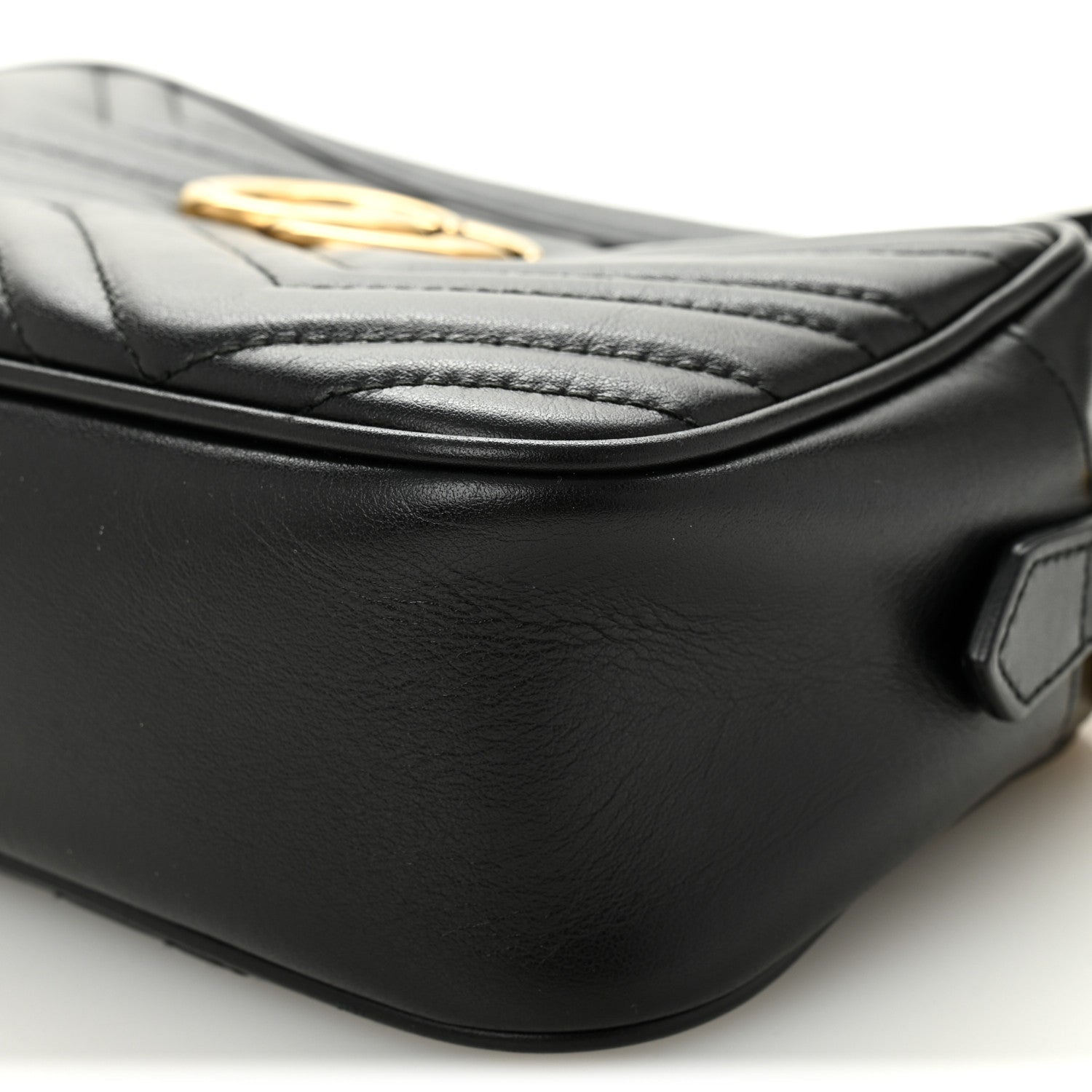 Gucci Calfskin Matelasse Small GG Marmont Chain Shoulder Bag Black