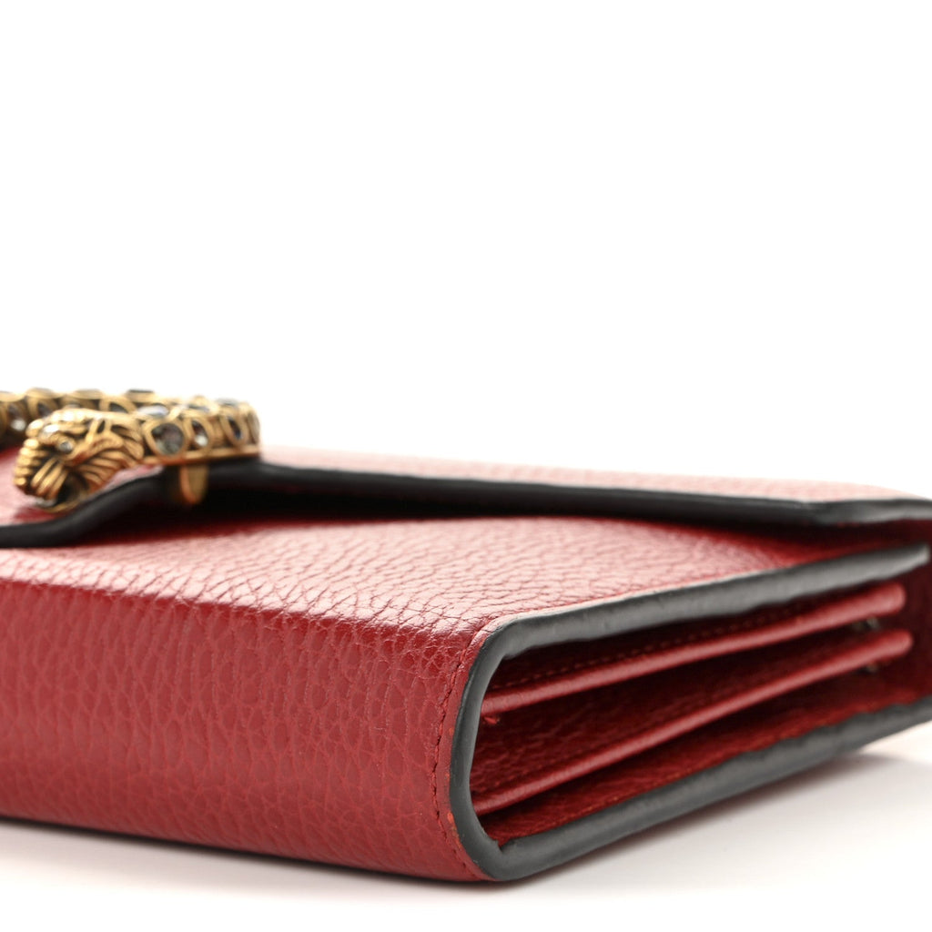 Gucci Calfskin Mini Dionysus Chain Wallet Hibiscus Red