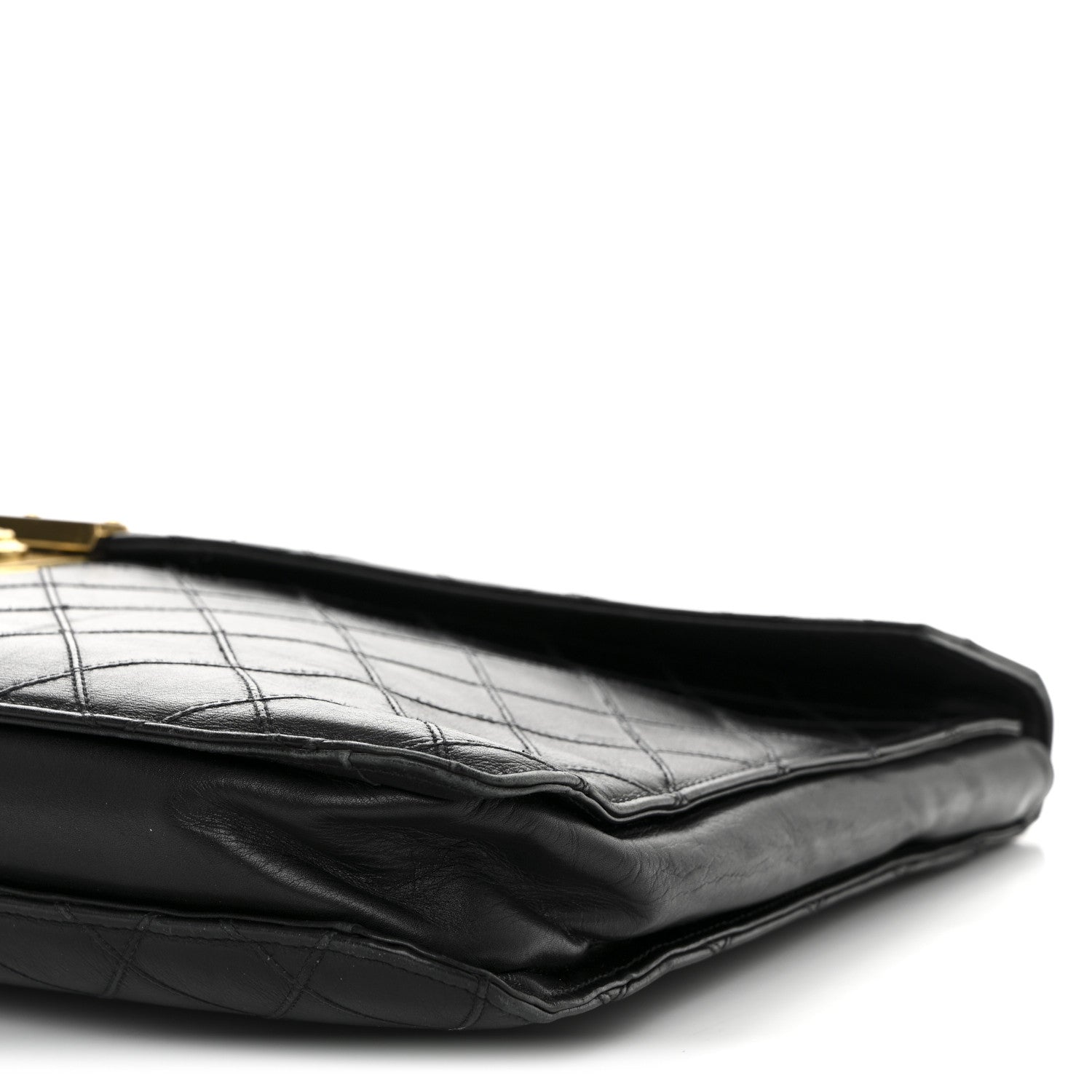 Chanel Lambskin Stitched Briefcase Bag Black