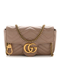 Gucci Calfskin Matelasse Super Mini GG Marmont Shoulder Bag Porcelain Rose