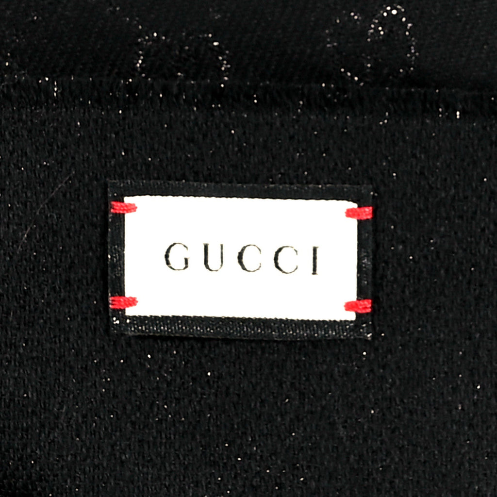Gucci Cashmere GG Monogram Gem Lux Scarf Black