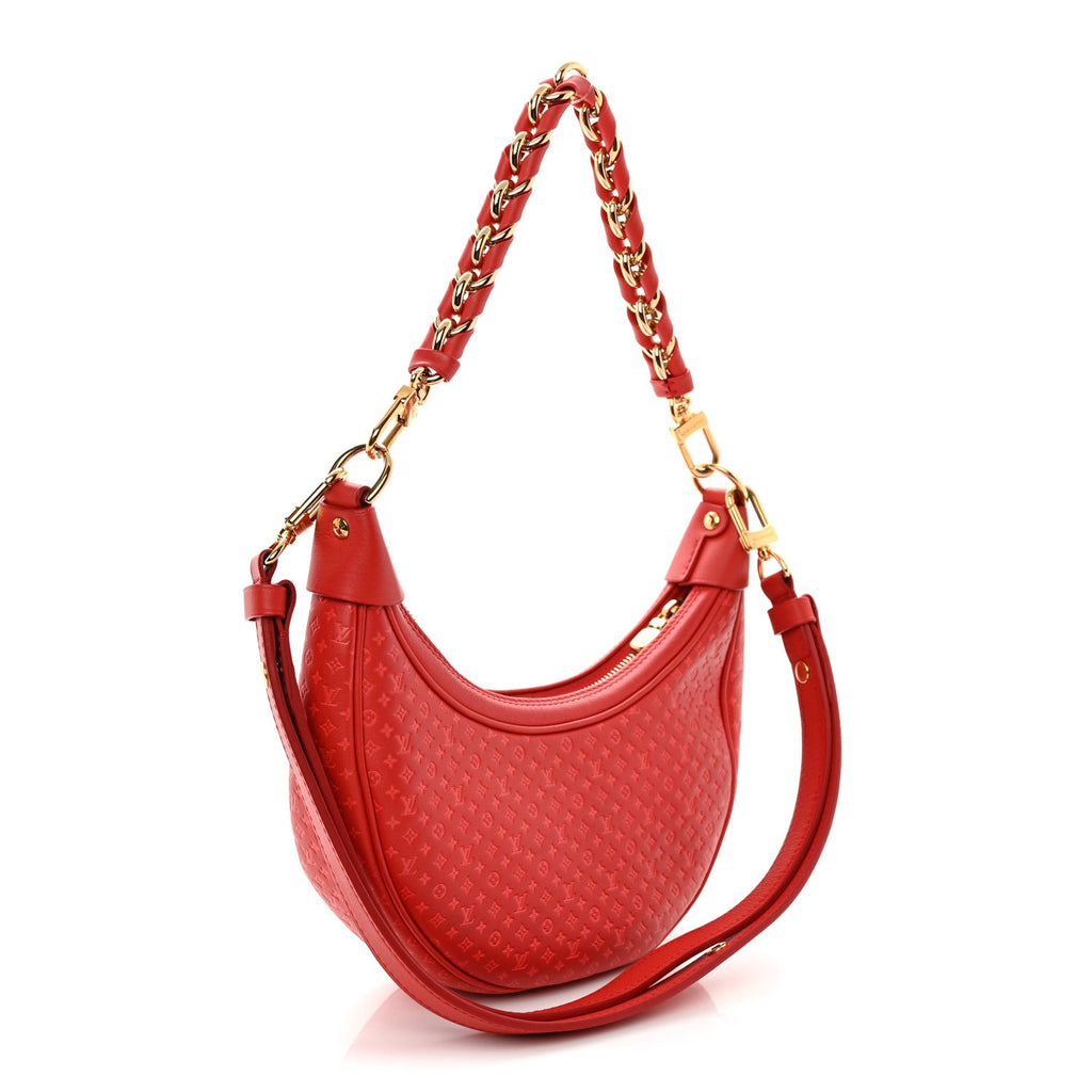 Louis Vuitton Calfskin Nanogram Embossed Loop PM Rouge