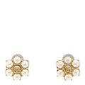Gucci Metal Pearl Double G Clip On Earrings Aged Gold
