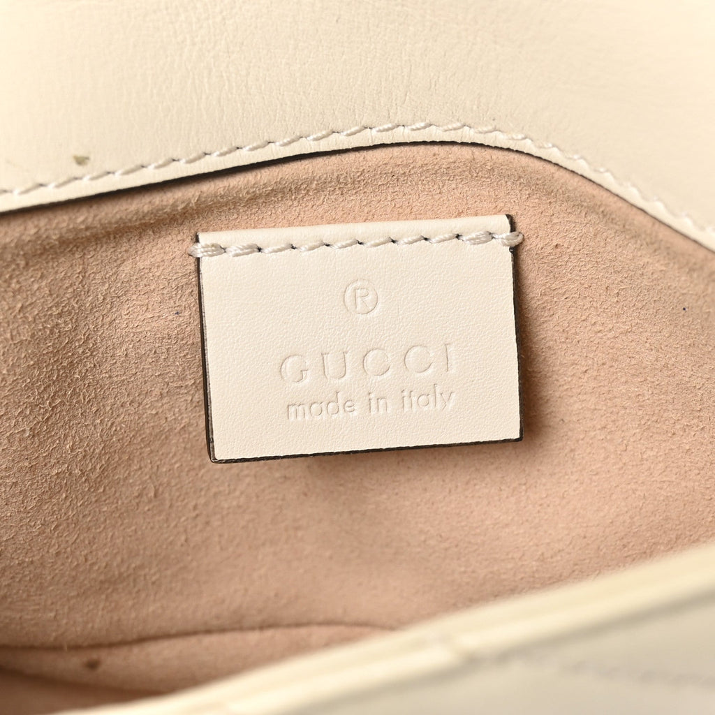 Gucci Calfskin Matelasse Super Mini GG Marmont Shoulder Bag White